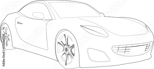 Sport car sketch isolated over solid background, vector illustration. Race car pencil like drawing