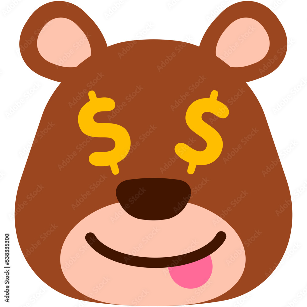 Money face bear emoji. Cute teddy bear face Money face bear emoji. Cute teddy bear face