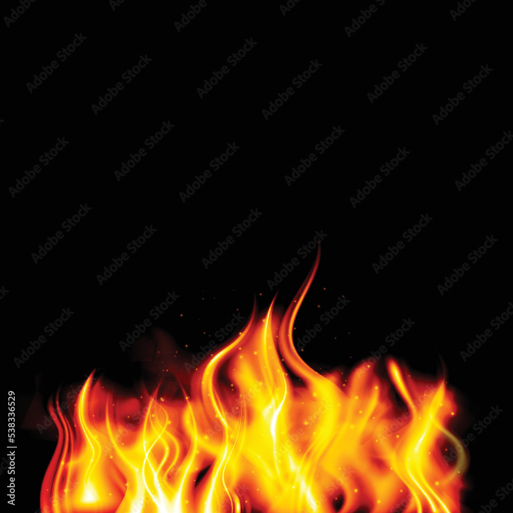 Realistic burning fire flames with shiny bright elements. Realistic burning fire flames with shiny bright elements.