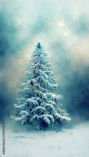 Christmas tree in snow
