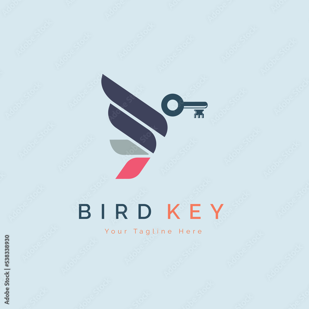 Flying Bird Key Lock modern logo template design for brand or company and other Flying Bird Key Lock modern logo template design for brand or company and other