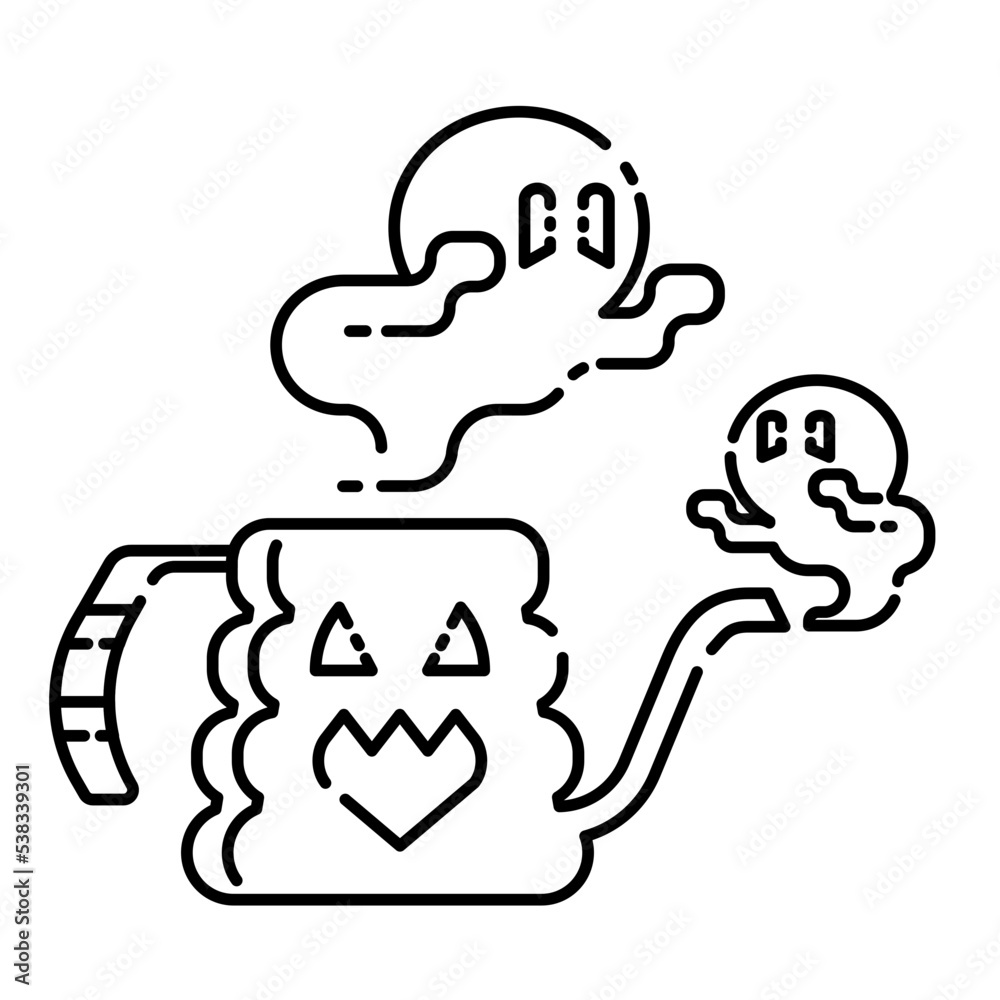 haunted drip coffee kettle line icon haunted drip coffee kettle line icon