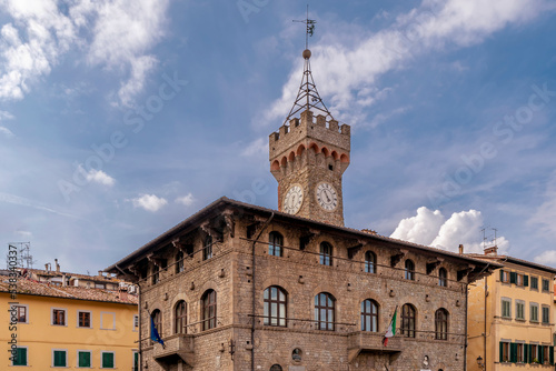 A view of the Palazzo Pretorio in the historic center of Figline Valdarno, Florence, Italy