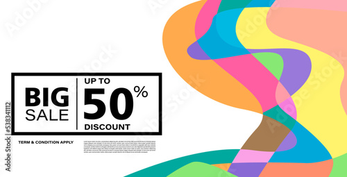 Colorful abstract geometric or fluid banner template. Giveaway, discount, cash back, gift card, and member card bonus design template.