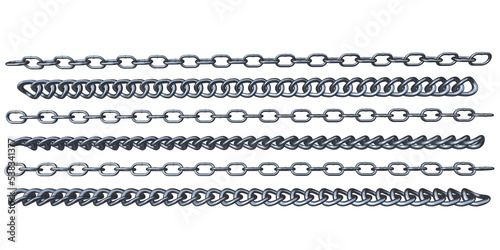 Chains metal chrome variations high detail 3D