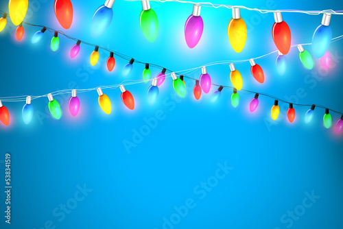 Empty Christmas Background with Lights