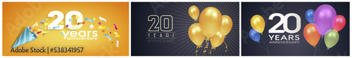 20 years anniversary set of vector icon, logo. Graphic background