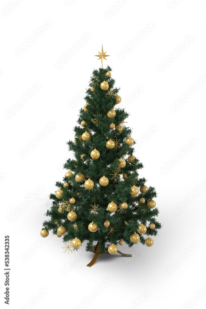 Colorful Christmas Tree are On Isolated White Background