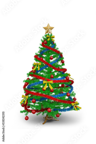 Colorful Christmas Tree are On Isolated White Background