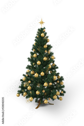Colorful Christmas Tree are On Isolated White Background
