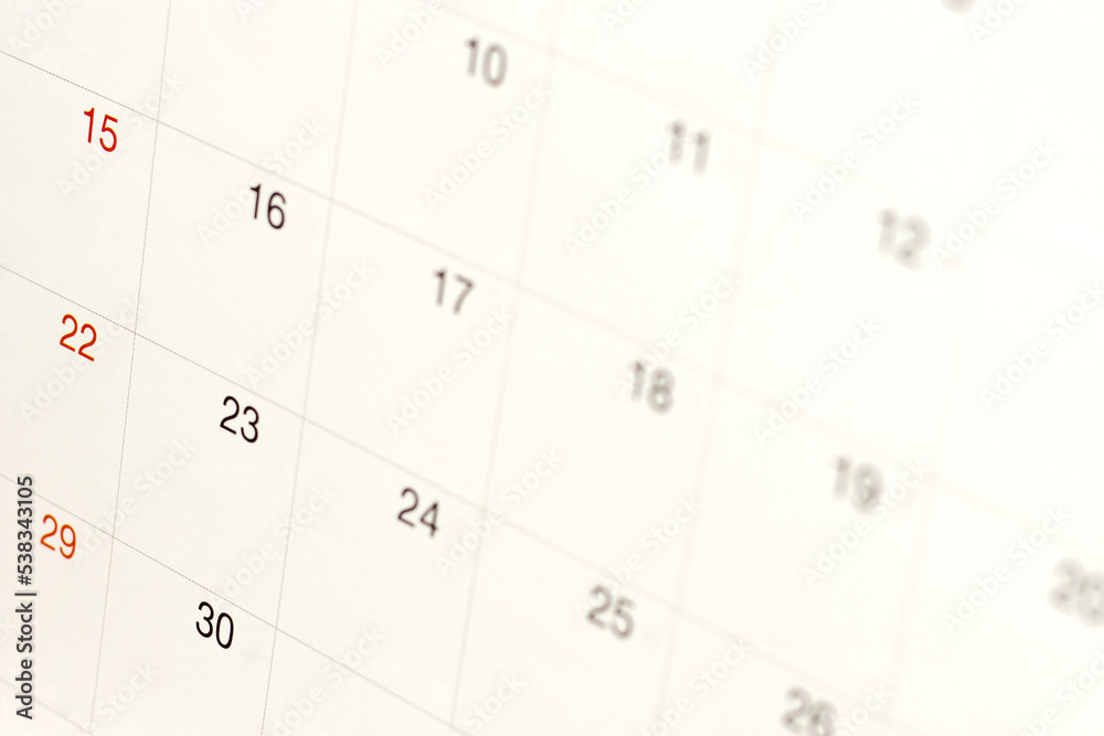 Dates on calendar page background,Closeup of numbers on calendar page Dates on calendar page background,Closeup of numbers on calendar page
