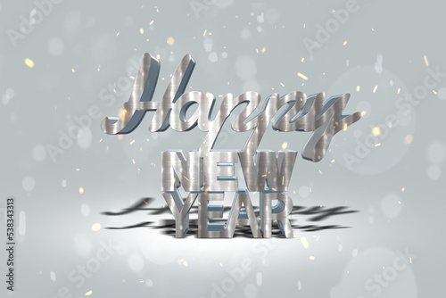 Christmas Celebration Sparkles Creates Happy New Year Text on Grey