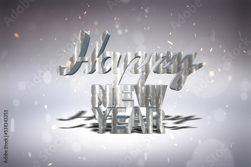 Christmas Celebration Sparkles Creates Happy New Year Text on Purple