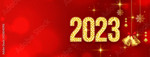 golden sparkle 2023 text for new year holiday banner