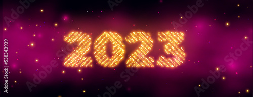 happy new year shiny wallpaper with 2023 golden glitter text