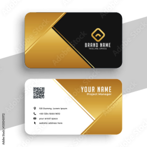 Gold and black premium business card template vector