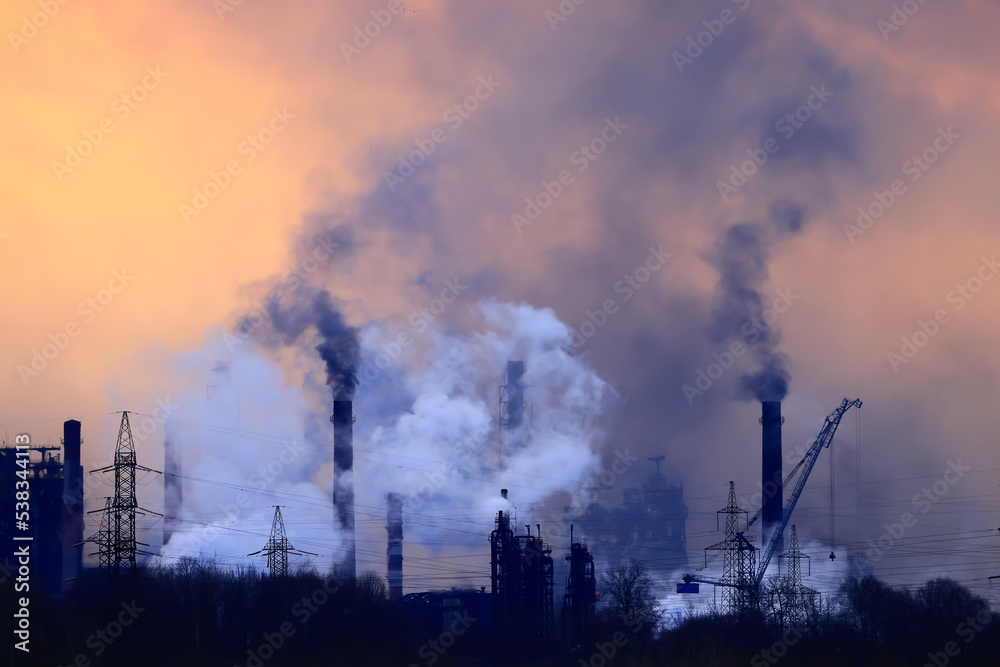 concept ecological problem industrial plant pollution abstract background