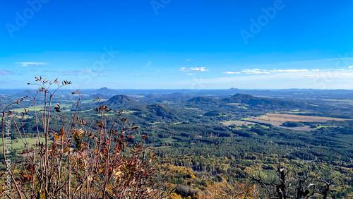 Magical autumn nature view from the mountain Klic in Lusatian Mountains, Czech Republic photo