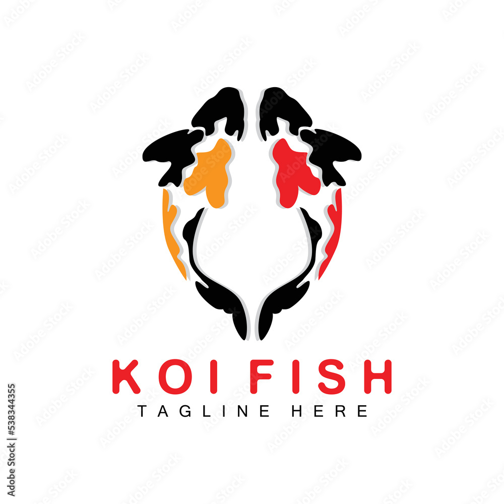Obraz premium Koi Fish Logo Design, Chinese Lucky And Triumph Ornamental Fish Vector, Company Brand Gold Fish Icon