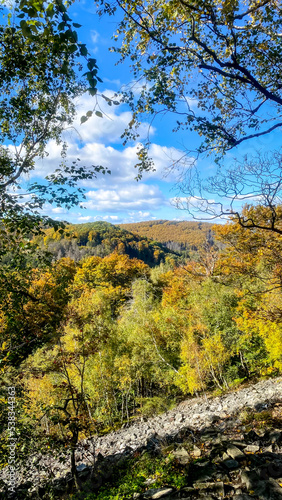 Fototapeta Naklejka Na Ścianę i Meble -  Magical autumn nature view from the mountain Klic in Lusatian Mountains, Czech Republic
