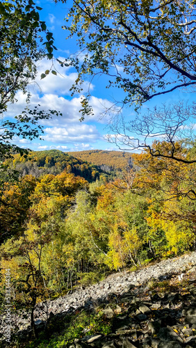 Magical autumn nature view from the mountain Klic in Lusatian Mountains, Czech Republic photo