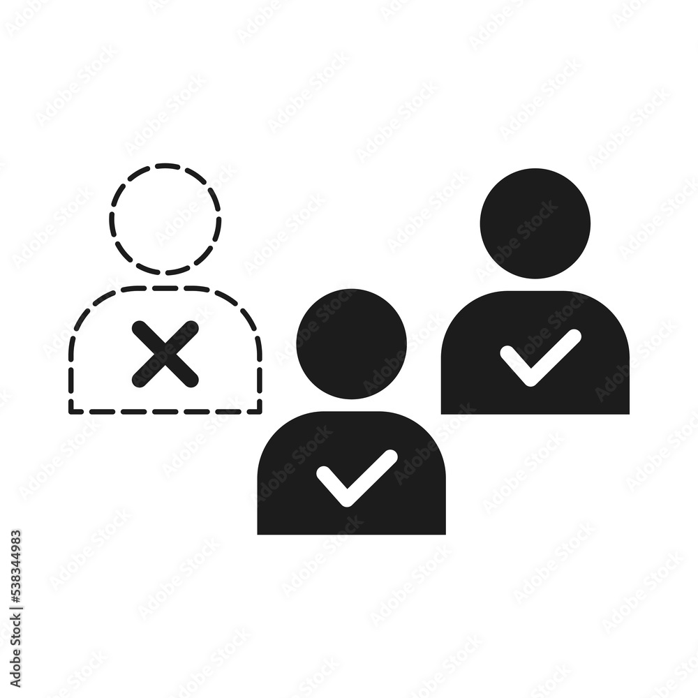 Attendance pictogram, removed participant icon, banned or missing person.