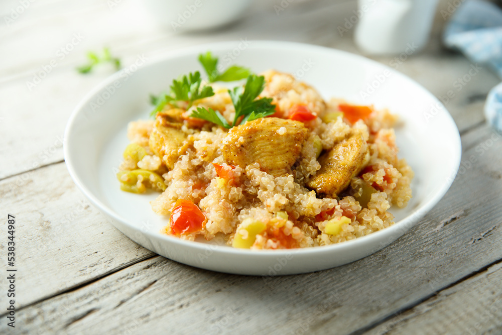 Healthy quinoa pilau with chicken and vegetables Healthy quinoa pilau with chicken and vegetables