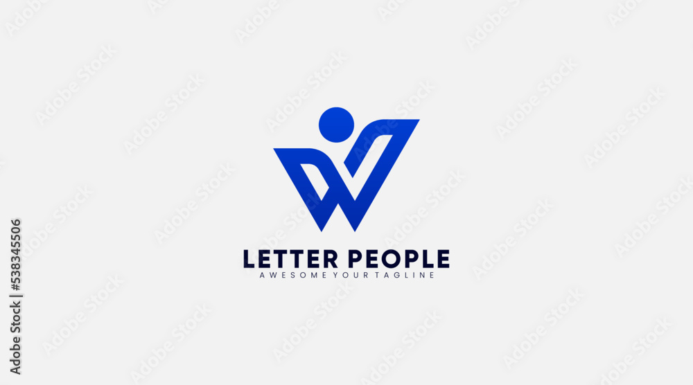 Letter w logo connected people vector design template - obrazy, fototapety, plakaty 