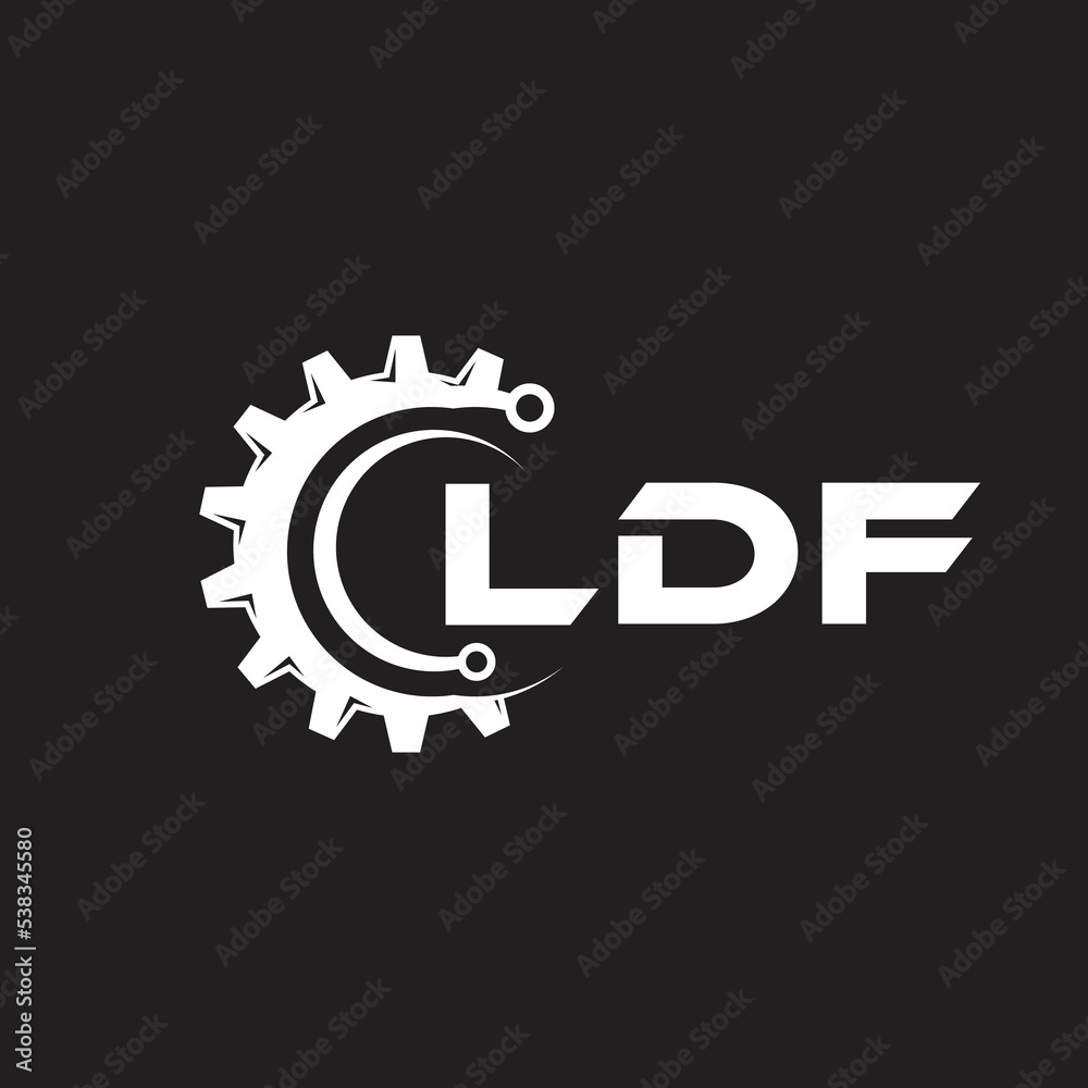 LDF letter technology logo design on black background. LDF