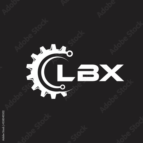 LBX letter technology logo design on black background. LBX creative initials letter IT logo concept. LBX setting shape design.  © designhill