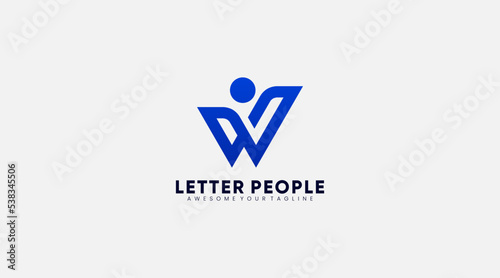 Letter w logo connected people vector design template photo