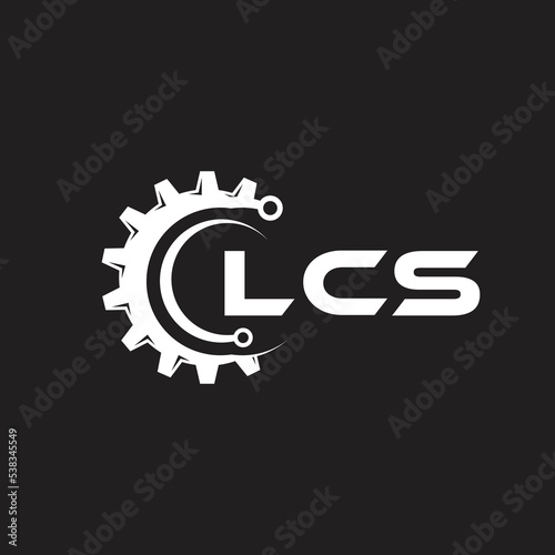 LCS letter technology logo design on black background. LCS creative initials letter IT logo concept. LCS setting shape design.
 photo