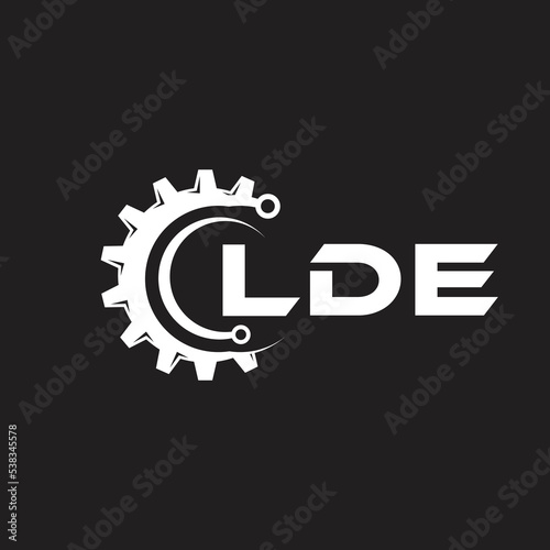 LDE letter technology logo design on black background. LDE creative initials letter IT logo concept. LDE setting shape design.
 photo