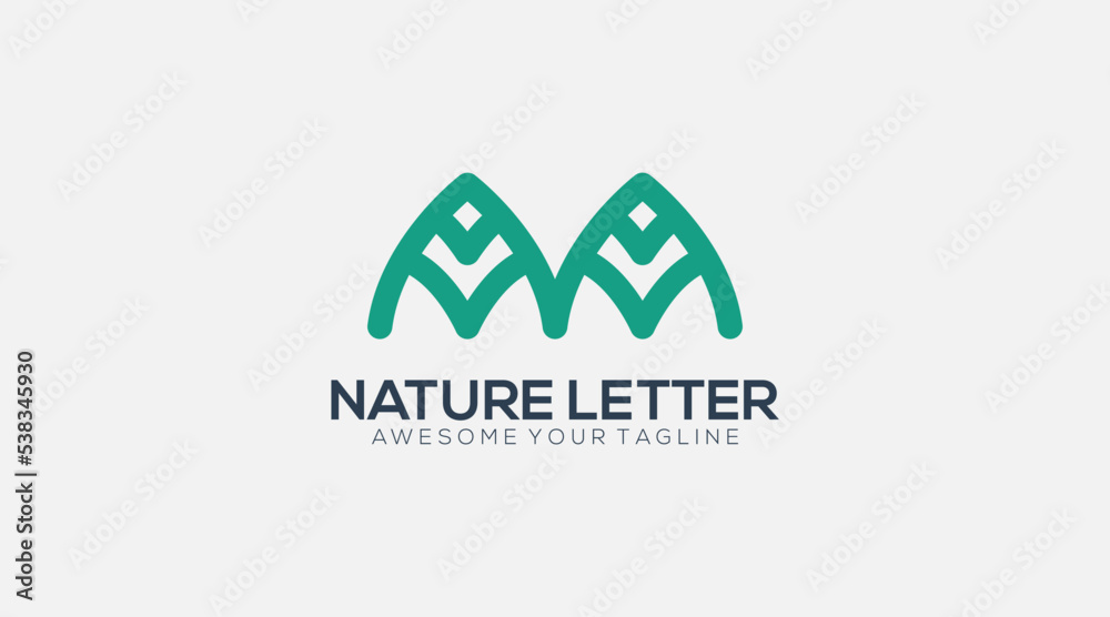 M Nature letter logo design Vector Illustration