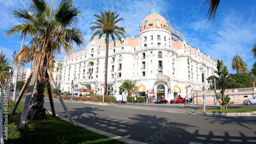 Obraz na płótnie Nice, France, October 3, 2021: The Hotel Negresco is a hotel and site of the restaurant Le Chantecler, located on the Promenade des Anglais on the Baie des Anges in Nice, France. w salonie
