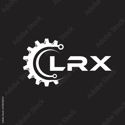 LRX letter technology logo design on black background. LRX creative initials letter IT logo concept. LRX setting shape design. 