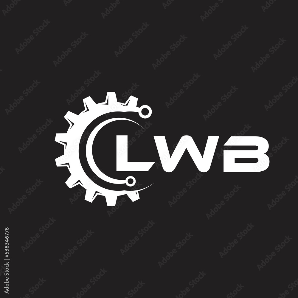LWB letter technology logo design on black background. LWB creative initials letter IT logo concept. LWB setting shape design.
