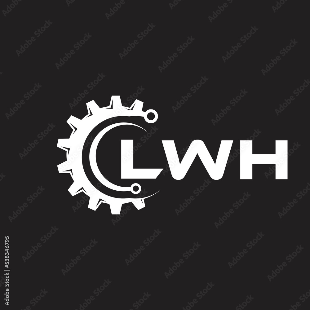 LWH letter technology logo design on black background. LWH creative initials letter IT logo concept. LWH setting shape design.
