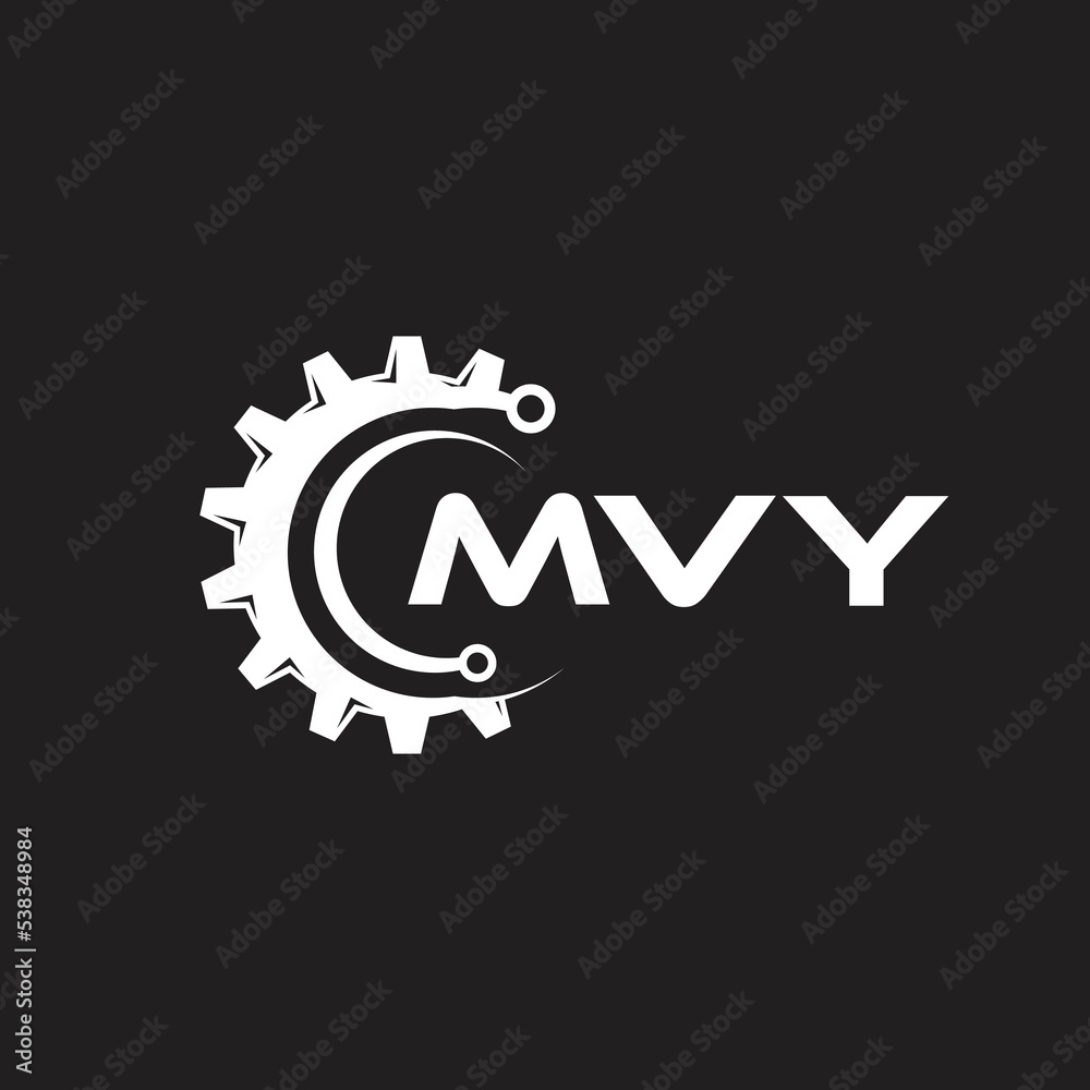 MVY letter technology logo design on black background. MVY creative initials letter IT logo concept. MVY setting shape design.
