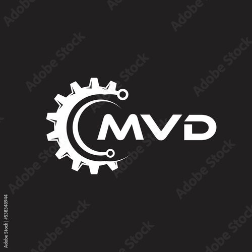 MVD letter technology logo design on black background. MVD creative initials letter IT logo concept. MVD setting shape design.
 photo