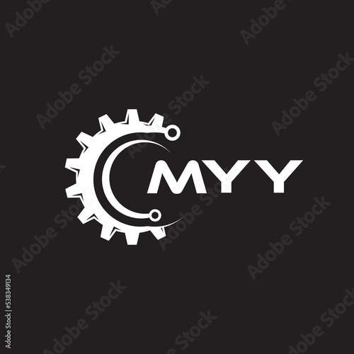 MYY letter technology logo design on black background. MYY creative initials letter IT logo concept. MYY setting shape design.
 photo