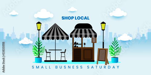 Small Business Saturday,  local holiday shopping concept, Poster, card, banner design. Vector illustration 