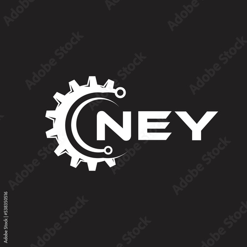 NEY letter technology logo design on black background. NEY creative initials letter IT logo concept. NEY setting shape design. 