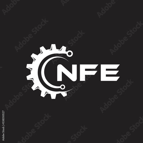 NFE letter technology logo design on black background. NFE creative initials letter IT logo concept. NFE setting shape design. 