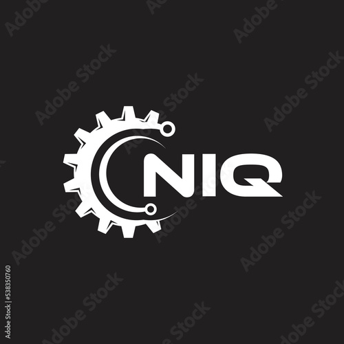 NIQ letter technology logo design on black background. NIQ creative initials letter IT logo concept. NIQ setting shape design.
 photo