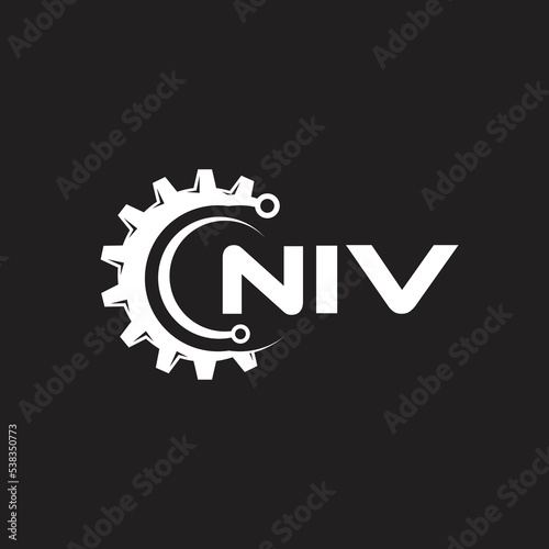 NIV letter technology logo design on black background. NIV creative initials letter IT logo concept. NIV setting shape design.
 photo