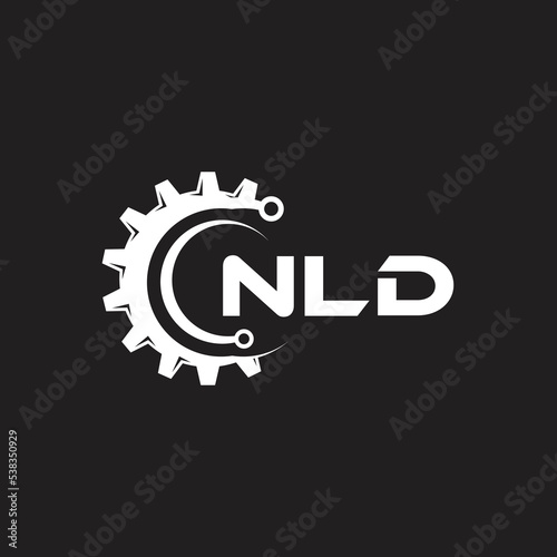 NLD letter technology logo design on black background. NLD creative initials letter IT logo concept. NLD setting shape design.
 photo