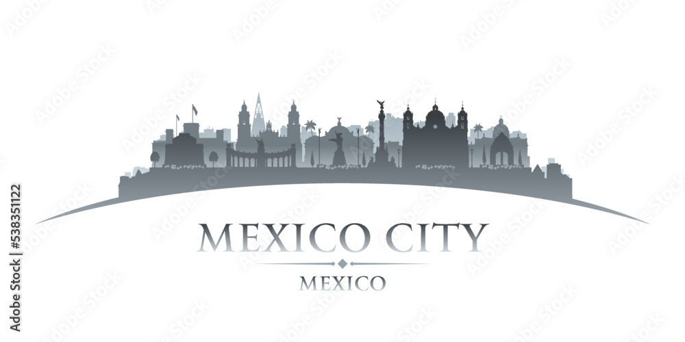 Mexico city silhouette white background