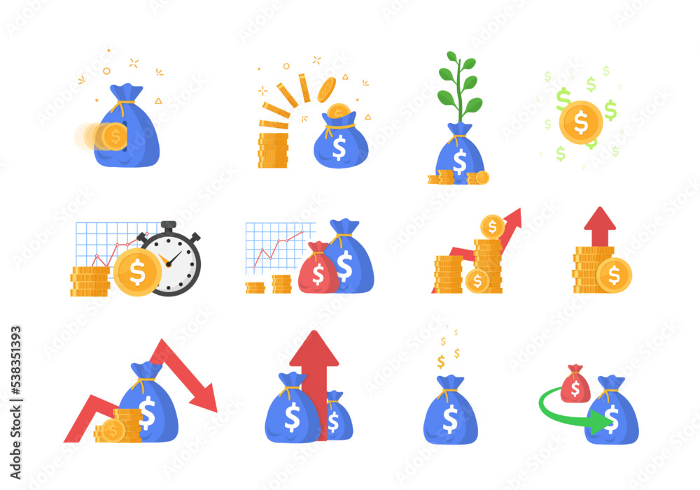 Money. Dollars banknotes. Cash money. Flat style Vector illustration Money. Dollars banknotes. Cash money. Flat style Vector illustration