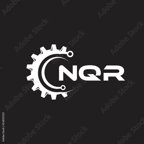 NQR letter technology logo design on black background. NQR creative initials letter IT logo concept. NQR setting shape design.
 photo